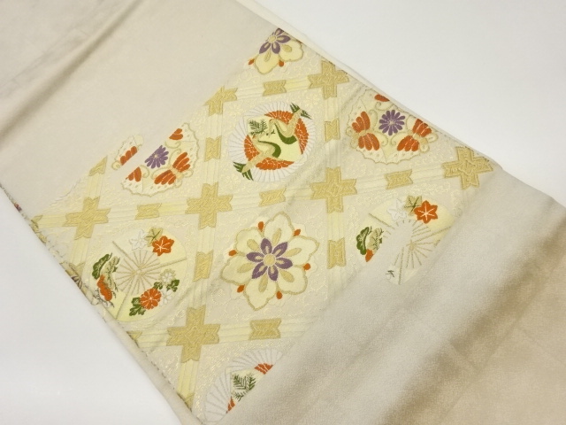 JAPANESE KIMONO / VINTAGE NAGOYA OBI / WOVEN BUTTERFLY & CRANES